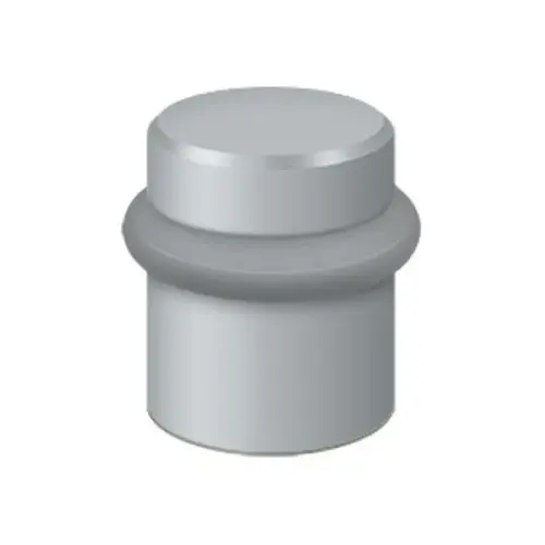 Round Universal Floor Door Bumper, Solid Brass Material, 1-1/2" Height, 1-3/8" Base Diameter, Brushed Chrome Finish Round Universal Floor Door Bumper, Solid Brass Material, 1-1/2" Height, 1-3/8" Base Diameter, Brushed Chrome Finish