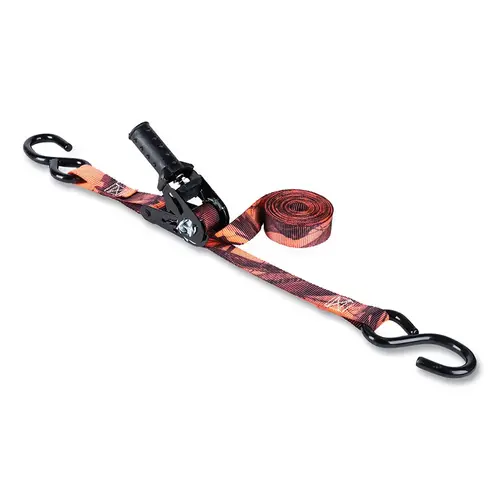 Ratchet Tie-Downs with S-Hooks, 1 in W x 12 ft L, 500 lb Load Capacity Trailhead Blaze Camo