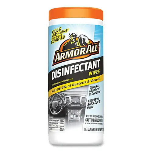 Disinfectant Wipes for Interior Automotive Surfaces, 30 ct