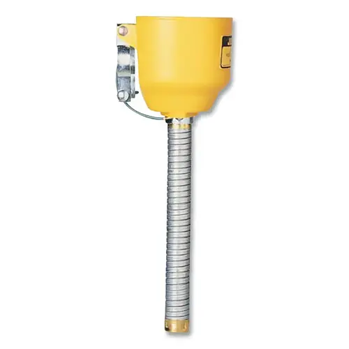 Funnel Attachment for Type I Steel Safety Cans, Funnel/Hose, Yellow/Gray, Polyethylene Funnel/Steel Hose, Bolt-On Funnel Attachment for Type I Steel Safety Cans, Funnel/Hose, Yellow/Gray, Polyethylene Funnel/Steel Hose, Bolt-On