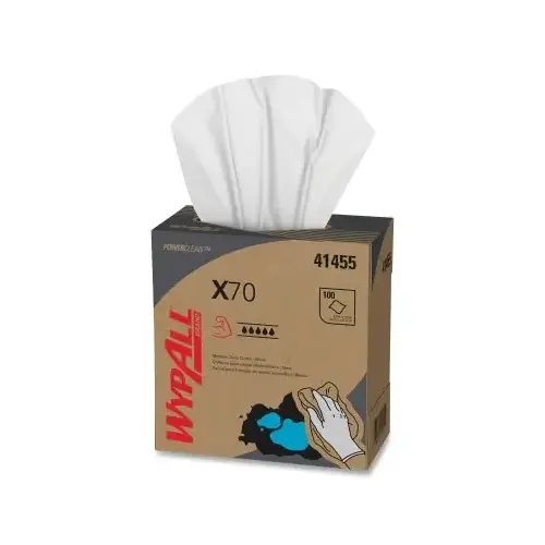 WypAll X70 Cloths, White, 8.34 in W x 16.8 in L, 100 Sheets/Unit, Box, 10 BX/CA WypAll X70 Cloths, White, 8.34 in W x 16.8 in L, 100 Sheets/Unit, Box, 10 BX/CA