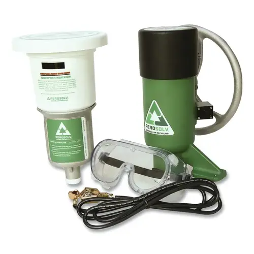 Aerosolv 360 System for Recycling Aerosol Cans, Premium Puncturing Unit, High-Efficiency Filter, Wire, and Goggles Aerosolv 360 System for Recycling Aerosol Cans, Premium Puncturing Unit, High-Efficiency Filter, Wire, and Goggles
