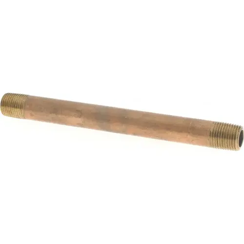 Brass Pipe Nipple: Threaded on Both Ends, 4" OAL, 1/8" NPT Brass Pipe Nipple: Threaded on Both Ends, 4" OAL, 1/8" NPT