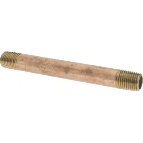Brass Pipe Nipple: Threaded on Both Ends, 4-1/2" OAL, 1/4" NPT Brass Pipe Nipple: Threaded on Both Ends, 4-1/2" OAL, 1/4" NPT
