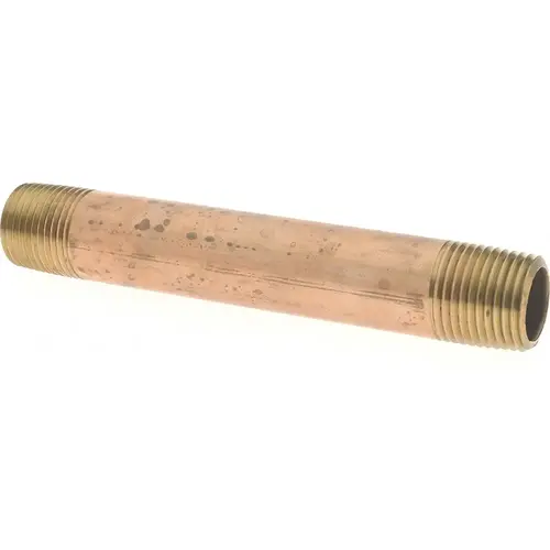 Brass Pipe Nipple: Threaded on Both Ends, 5" OAL, 1/2" NPT Brass Pipe Nipple: Threaded on Both Ends, 5" OAL, 1/2" NPT