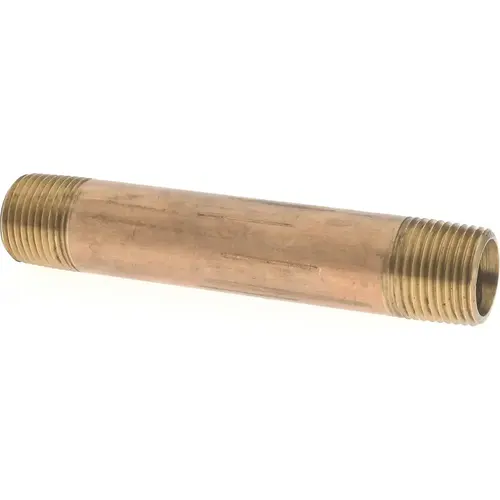 Brass Pipe Nipple: Threaded on Both Ends, 3-1/2" OAL, 3/8" NPT Brass Pipe Nipple: Threaded on Both Ends, 3-1/2" OAL, 3/8" NPT