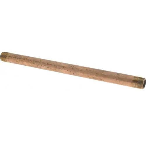 Brass Pipe Nipple: Threaded on Both Ends, 10" OAL, 3/8" NPT Brass Pipe Nipple: Threaded on Both Ends, 10" OAL, 3/8" NPT