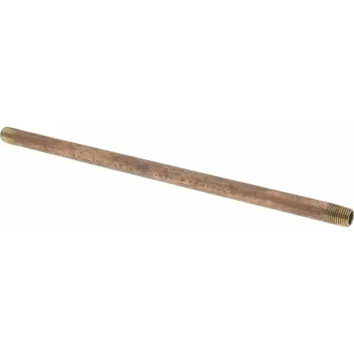 Brass Pipe Nipple: Threaded on Both Ends, 12" OAL, 1/4" NPT Brass Pipe Nipple: Threaded on Both Ends, 12" OAL, 1/4" NPT