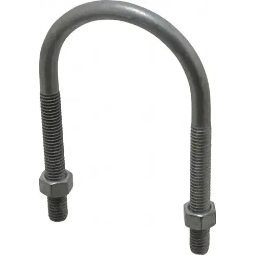 U-Bolt: 3/8-16, for 2" Pipe, Malleable Iron