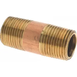 MERIT BRASS 2006-150BSPT Brass Pipe Nipple: Threaded on Both Ends, 1-1/2" OAL, 3/8" BSPT