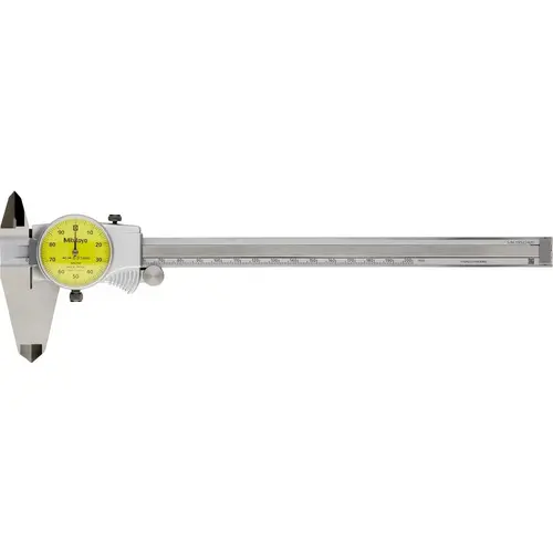 Dial Caliper: 200 mm Range, 0.01 mm Graduation, 1 mm per Revolution Titanium Nitride Dial Caliper: 200 mm Range, 0.01 mm Graduation, 1 mm per Revolution Titanium Nitride