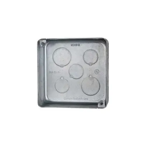 Electrical Outlet Box: Steel, Square, 4" OAH, 4" OAW, 1-1/2" OAD, 1 Gang