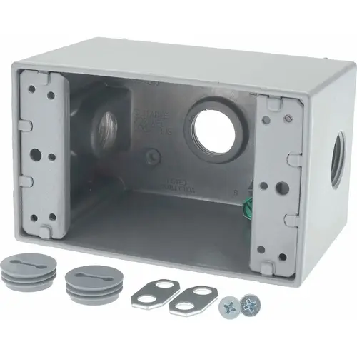 Electrical Outlet Box: Aluminum, Rectangle, 4-1/4" OAH, 2-7/8" OAW, 2-21/32" OAD, 1 Gang Electrical Outlet Box: Aluminum, Rectangle, 4-1/4" OAH, 2-7/8" OAW, 2-21/32" OAD, 1 Gang