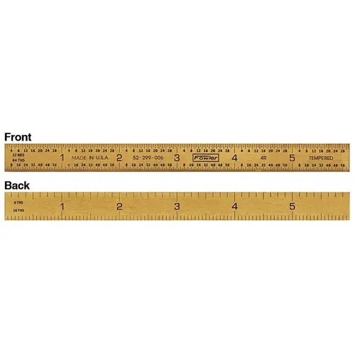 Steel Rule: 6" OAL, 4R Graduation, Flexible, 1/2" OAW Titanium