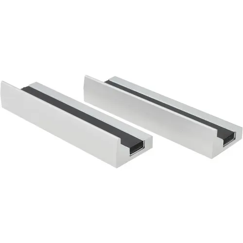 Vise Jaw Caps; Material: Extruded Aluminum ; Jaw Width: 4.0000 ; Jaw Width (Inch): 4.0000 ; Overall Width: 4 ; Overall Height: 1.1250in ; Overall Thickness: .3125 Vise Jaw Caps; Material: Extruded Aluminum ; Jaw Width: 4.0000 ; Jaw Width (Inch): 4.0000 ; Overall Width: 4 ; Overall Height: 1.1250in ; Overall Thickness: .3125