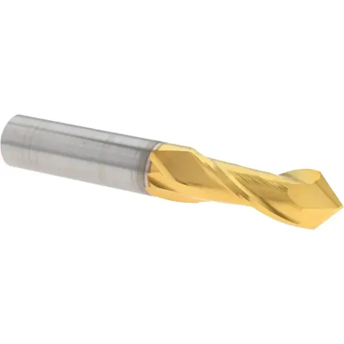 Drill Mill: 3/8" Dia, 1" LOC, 2 Flutes, 90 degree Point, Solid Carbide TiN Drill Mill: 3/8" Dia, 1" LOC, 2 Flutes, 90 degree Point, Solid Carbide TiN