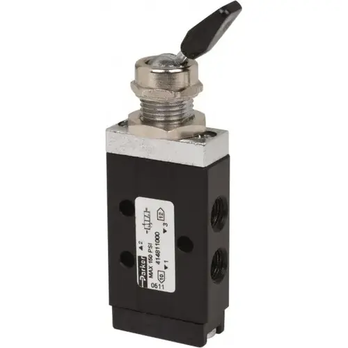 Manually Operated Valve: 3-Way & 2 Position, Toggle-Spring Return Actuated Manually Operated Valve: 3-Way & 2 Position, Toggle-Spring Return Actuated