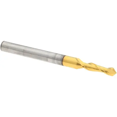 Drill Mill: 3/8" LOC, 2 Flutes, 90 degree Point, Solid Carbide TiN