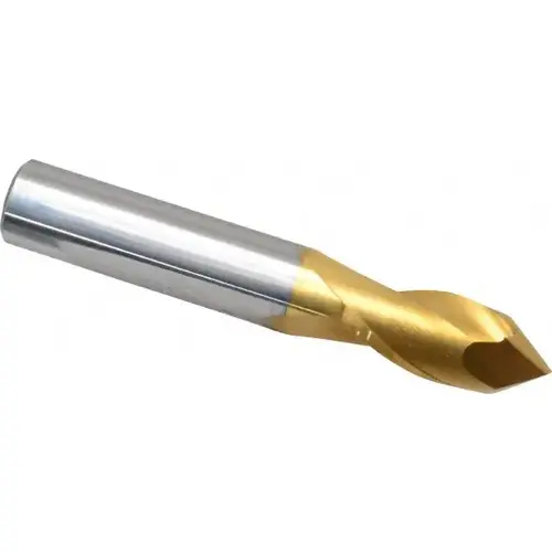 Drill Mill: 7/16" Dia, 1" LOC, 2 Flutes, 90 degree Point, Solid Carbide TiN