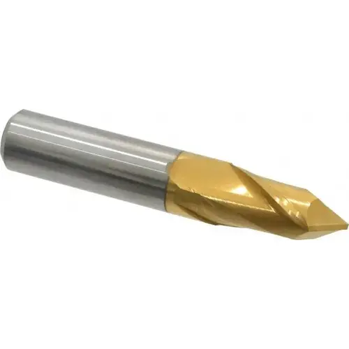Drill Mill: 5/8" Dia, 1-1/4" LOC, 2 Flutes, 90 degree Point, Solid Carbide TiN Drill Mill: 5/8" Dia, 1-1/4" LOC, 2 Flutes, 90 degree Point, Solid Carbide TiN