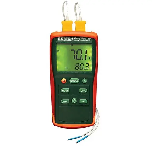 Digital Easy View Dual Input Thermometer: 1,999 degree F, K Thermocouple Sensor
