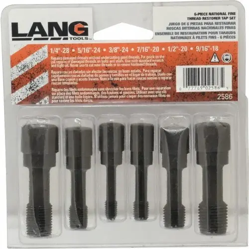 Tap Set: 9/16-18 UNF, Carbon Steel, Zinc Finish