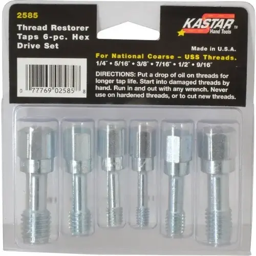 Tap Set: 9/16-12 UNC, Carbon Steel, Zinc Finish