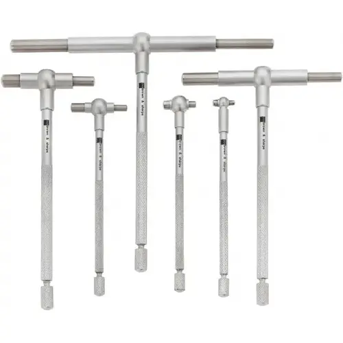 Telescoping Gage Set: 5/16 to 6", 6 Pc, Satin Chrome Finish, Includes Plastic Case Telescoping Gage Set: 5/16 to 6", 6 Pc, Satin Chrome Finish, Includes Plastic Case