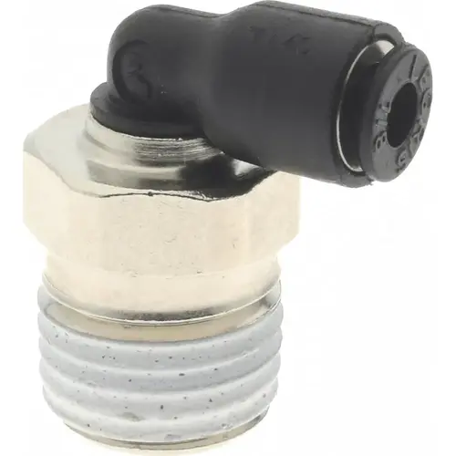 Push-To-Connect Tube Fitting: Male Elbow, 1/4" Thread, 1/8" OD