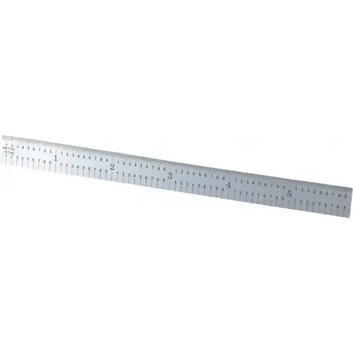 Steel Rule: 6" OAL, 5R Graduation, Flexible, 1/2" OAW Satin Chrome-Plated