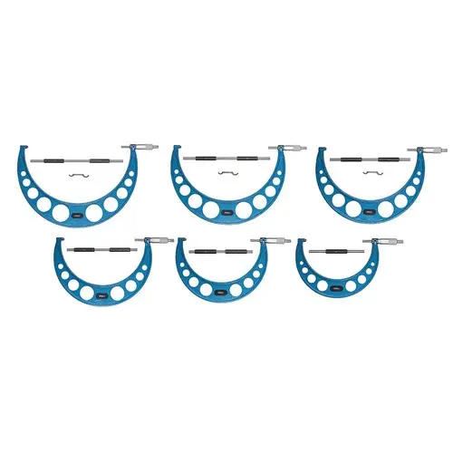 Mechanical Outside Micrometer Set: 6 Pc, 6 to 12" Measurement Mechanical Outside Micrometer Set: 6 Pc, 6 to 12" Measurement