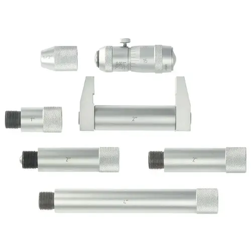 Mechanical Inside Micrometer Set: 2" Range, Satin Chrome Finish