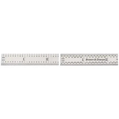 Steel Rule: 12" OAL, 5R Graduation, Flexible, 1/2" OAW Satin Chrome Steel Rule: 12" OAL, 5R Graduation, Flexible, 1/2" OAW Satin Chrome