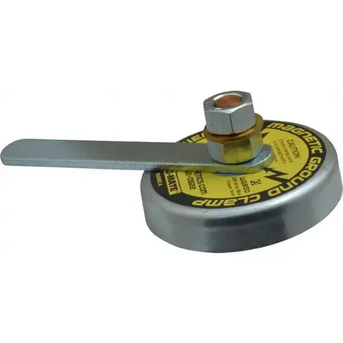 800 Amps Grounding Capacity, 3-1/2" Diam, 2-1/4" High, 35 Lb Max Pull Force, Rare Earth Magnetic Welding & Fabrication Ground Clamp