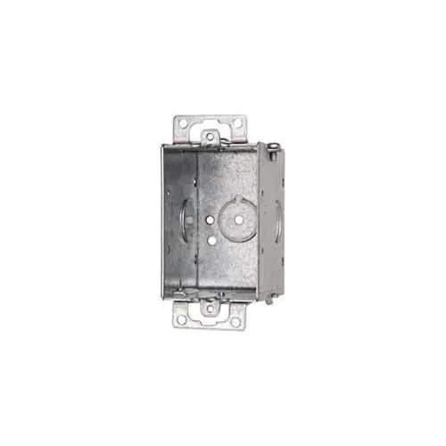 Electrical Switch Box: Steel, Rectangle, 3" OAH, 2" OAW, 2-1/2" OAD, 1 Gang Electrical Switch Box: Steel, Rectangle, 3" OAH, 2" OAW, 2-1/2" OAD, 1 Gang