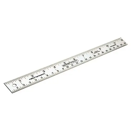 Steel Rule: 12" OAL, English Graduation, Rigid, 1" OAW Brushed Steel Rule: 12" OAL, English Graduation, Rigid, 1" OAW Brushed