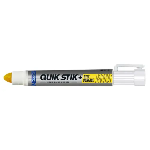 Solid paint marker that writes on oily and wet surfaces