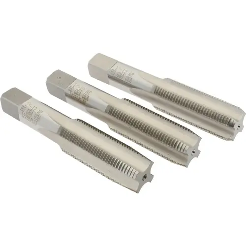 Tap Set: 1-12 UNF, 4 Flute, High Speed Steel, Bright Finish