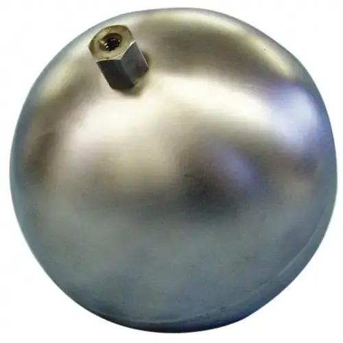 9" Diam, Spherical, Hex Spud Connection, Metal Float