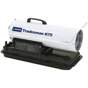 LB White Tradesman K75 75,000 BTU Kerosene/#1 Diesel/Jet A Fuel Forced Air Heater with Thermostat