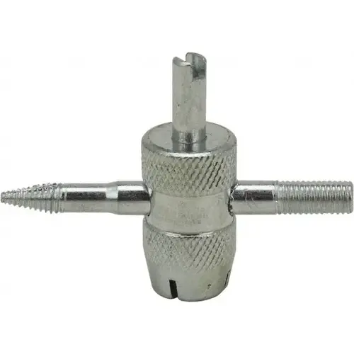 Tire Valve Repair Tool: Steel, Convenience of Four Tools in One, Insert or Remove Valve Cores & Rethread Inside & Outside of Valve Stems, Use with Tires Tire Valve Repair Tool: Steel, Convenience of Four Tools in One, Insert or Remove Valve Cores & Rethread Inside & Outside of Valve Stems, Use with Tires