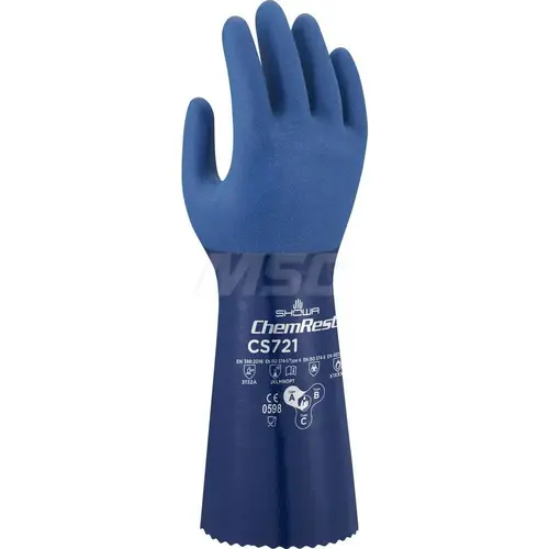 Chemical Resistant Gloves: Small, 11 mil Thick, Nitrile-Coated, Nitrile, Supported Chemical Resistant Gloves: Small, 11 mil Thick, Nitrile-Coated, Nitrile, Supported