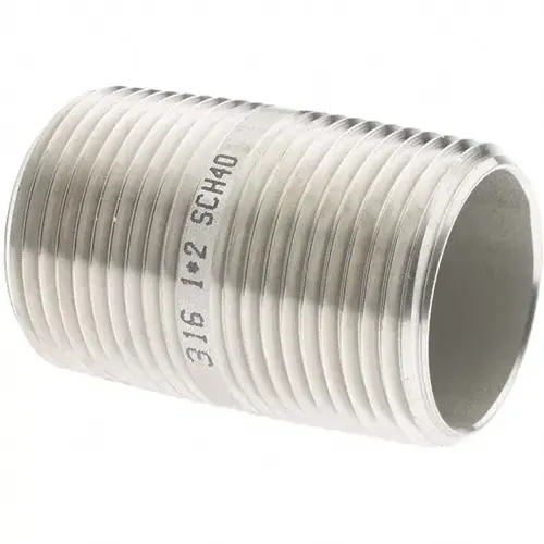 Stainless Steel Pipe Nipple: 1" Pipe, Grade 316 & 316L