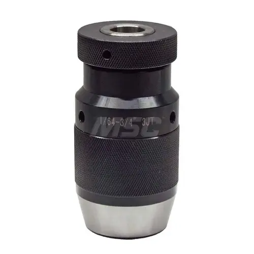 Drill Chuck: 1/64 to 3/4" Capacity, Jacob Taper Mount, JT3 Drill Chuck: 1/64 to 3/4" Capacity, Jacob Taper Mount, JT3