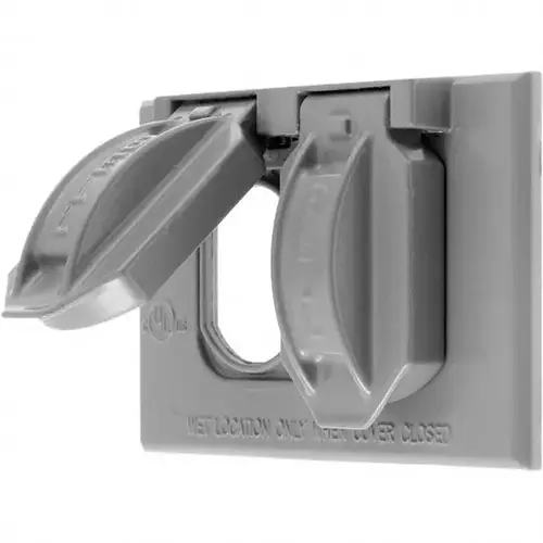 Weatherproof Box Covers; Electrical Box Shape: Rectangle; Number Of Outlets: 1; Resistance Features: Weather-Resistant; Housing Material: Zinc; Overall Length: 4.5700 in; Recommended Environment: Wet Location; Overall Width: 2.8200 in; Housing Color: Gray Weatherproof Box Covers; Electrical Box Shape: Rectangle; Number Of Outlets: 1; Resistance Features: Weather-Resistant; Housing Material: Zinc; Overall Length: 4.5700 in; Recommended Environment: Wet Location; Overall Width: 2.8200 in; Housing Color: Gray