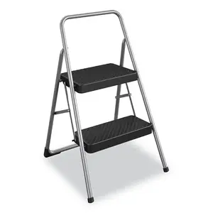 Cosco CSC11137PBL1E 2-Step Folding Steel Step Stool, 200 lb Capacity, 28.13" Working Height, Cool Gray