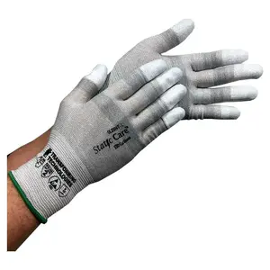 Transforming Technologies GL2504T Electrical Protection Gloves & Leather Protectors; Size: Large; X-Large; Primary Material: Nylon Blend; Coating Material: Polyurethane; Coating Coverage: Fingertips; Material: Nylon Blend; Lining Material: Unlined; Back Material: None; Color: Silver; Grip