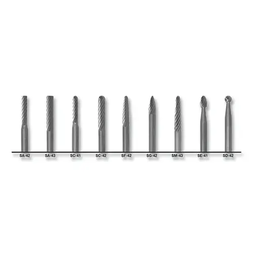 1855 General Purpose Solid Carbide Bur Set, 9-Pc, 3/32 in and 1/8 in dia Cutting, 1/8 in dia A Shank, Stnd Cut 1855 General Purpose Solid Carbide Bur Set, 9-Pc, 3/32 in and 1/8 in dia Cutting, 1/8 in dia A Shank, Stnd Cut