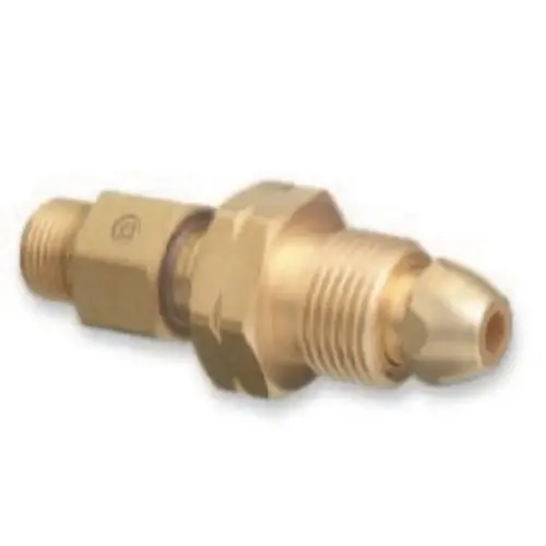 Brass Cylinder Adaptor, From CGA-510 POL Acetylene To CGA-200 "MC" Acetylene Brass Cylinder Adaptor, From CGA-510 POL Acetylene To CGA-200 "MC" Acetylene