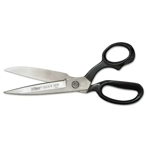Inlaid  Wide Blade Bent Handle Industrial Shears, 12.5 OAL, Black, Sharp